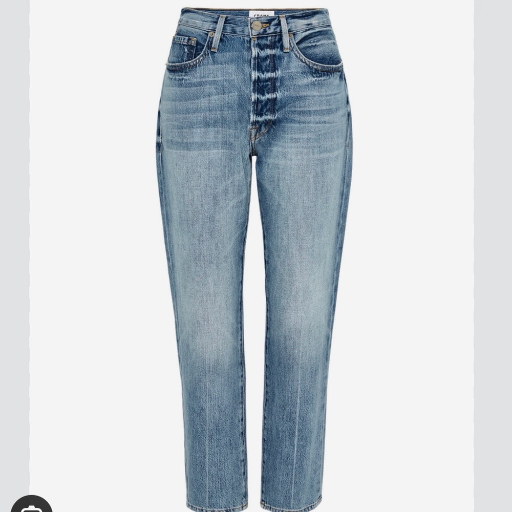 Frame Denim Le Original high rise Light Blue distressed cropped Jeans size 24 - Picture 3 of 16